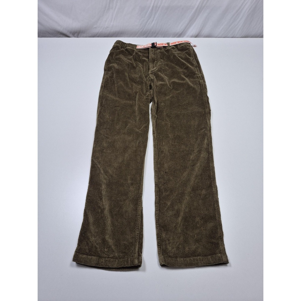 Stoic Stretch Corduroy Chino Pants Mens 32x30 Green Belted Elastic Waist Casual